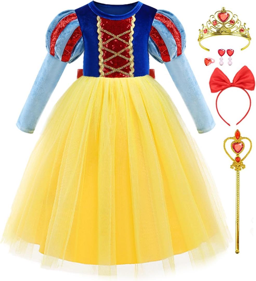 iTVTi Princess Costume for Girls Dresses Toddler Kids Outfit for Halloween Birthday Party Cosplay with Accessories (Tag 100)