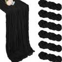 6 Pack Black Cheesecloth Table Runner 10ft Boho Gauze Fabric Cheese Cloth Table Runner 35 x 120 Inch Rustic Sheer Runner for Romantic Wedding Decor Baby Shower Party Table Decoration (6 Pcs - 10Ft)