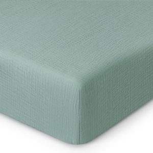 Blissful Diary Muslin Crib Sheets for Girl Boy, Boho Neutral Soft Cotton Baby Sheet for 52''x28'' Standard Crib Mattress, 1 Pack(Roman Green) (Crib Sheet 1 Pack)