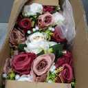 Nuptio Artificial Flower Centrepieces for Tables - 6 Pcs Burgundy & Dusty Rose & Creamy White Fake Flowers Roses Balls 9.5in Diam - Silk Faux Rose Arrangement for Wedding Party Centerpiece Table Decor