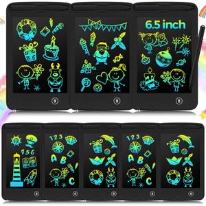 Zhehao 8 Pcs LCD Writing Tablet 6.5 Inch Colorful Drawing Board Educational Kids Doodle Pad for Aged 3-6 Girls Boys Office Gifts(Black)