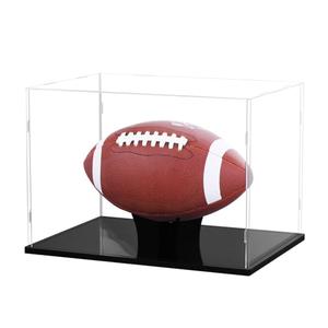 Football Display Case Full Size, Acrylic Clear Box with Stand, UV Protected Memorabilia Holder, for Autographed Football Fans & Collectors, Sports Collectibles