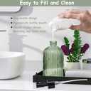 Green Glass Soap Dispenser Set with Black Pump, 13.5oz Refillable Liquid Hand Soap Dispenser, Lotion Dish Soap Dispenser for Modern Home Decor, Bathroom, Kitchen Countertop, Hotel(2 Pack)