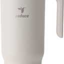 REDUCE Chiller Vacuum Insulated 40 oz Tumbler with Spill-Proof Silicone Straw - Sustainable Tritan Lid with Water Intake Markers - Soft Sit Base Travel Mug - Dishwasher Safe - Unbleached