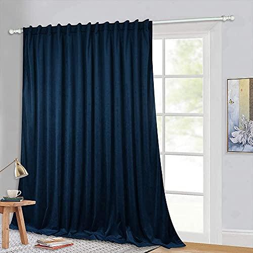StangH Velvet Curtains 120 inches Long - Blackout Thermal Insulated Hight Ceiling Tall Curtains Backdrops, Privacy Room Divider Drapes for Cottage/Villa/Parlor, Navy Blue, W100 x L120, 1 Panel
