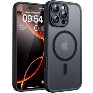 TOCOL for iPhone 16 Pro Max Case, Compatible with Magsafe, Full Camera Protection, Drop Protection, Magnetic Translucent Matte Back Bumper Phone Case for 16 Pro Max 6.9-Inch (Black)
