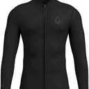 GoldFin Mens Wetsuit Top, 3mm Wetsuits Men Neoprene Jacket Long Sleeve Wet Suits for Water Sports Diving Surfing Kayaking Swimming (Small, Plain-black)