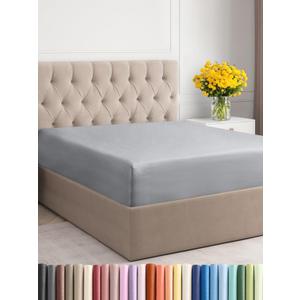 Full Fitted Bed Sheet - Bottom Single Fitted Sheet Only - Soft Hotel Luxury Bedding w/ 8-16 Inch Deep Pockets - Breathable, Cooling & Wrinkle Free - Easy-Care, Fade and Shrink Resistant - Steel Blue