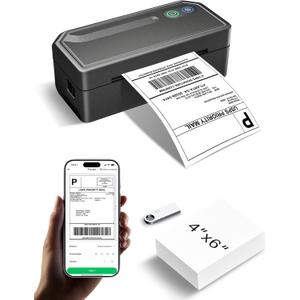 Shipping Label Printer 4x6, Bluetooth Thermal Label Printer for Small Business, Warehouse or Home Office, Compatible with Windows iOS Android Mac, USPS Amazon Ebay Etsy Black