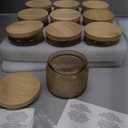 18-Pack 4oz Embossed Glass Candle Container with Bamboo Lids and Labels, Amber Candle Jars for Making Candles, Mandala Design