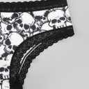 Women's 4 Pack Halloween Graphic Lace Hipster Panties Set Low Rise Underwear Briefs (XL)