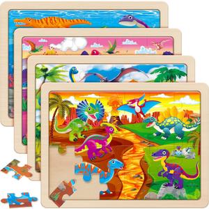 SYNARRY Large Wooden Dinosaur Puzzles for Toddlers 3-5, Wood Puzzles for Kids Ages 4-6, Dinosaur Toys for Kids 3-5, Preschool Educational Learning Toys, Easter Basket Stuffers for Boys Girls