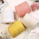 GOHOHOF Macrame Cord 4mm x 547yards Natural Macrame Cotton Rope Colored Macrame Rope Soft Cotton Cord Macrame Supplies Craft Rope Macrame Yarn for Plant Hanger Wall Hanger Dreamcatcher(Cyan)