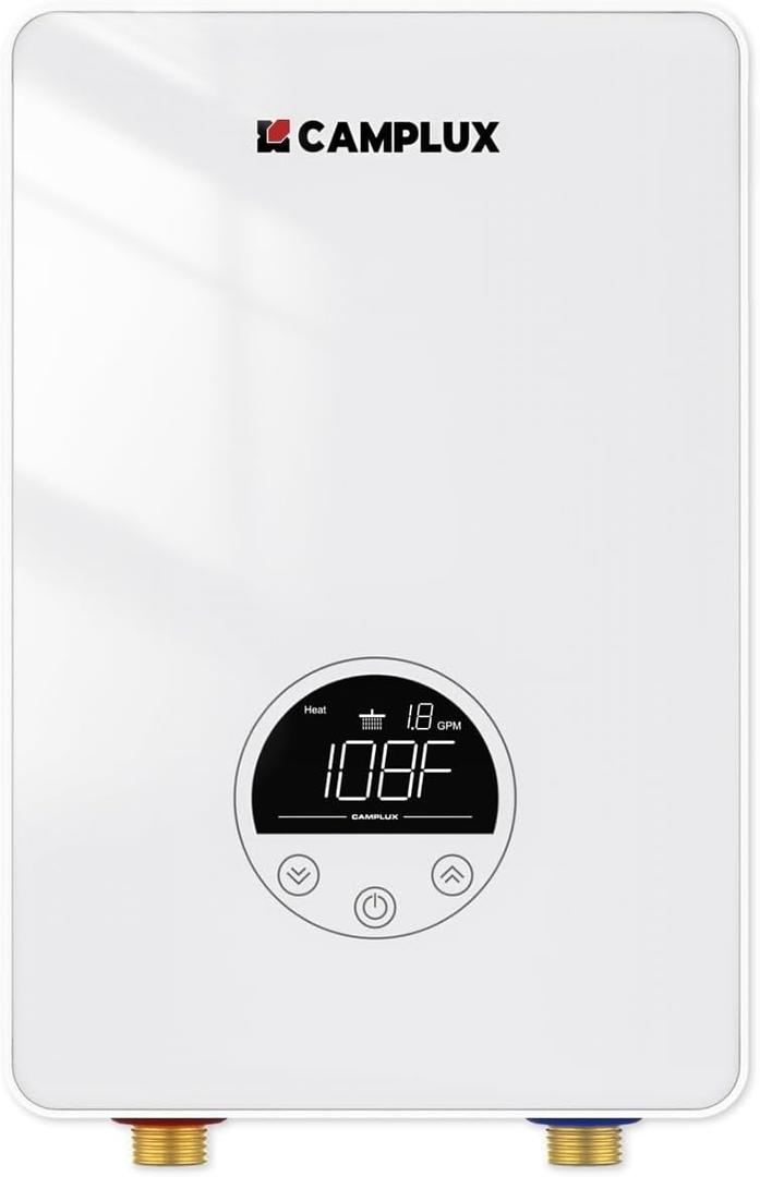 CAMPLUX Tankless Water Heater Electric 4.5kW 110~120V Small Instant Hot Water Heater, Point-of-Use, Save Space for Sink Wall Mounted LED Digital Display CSA Certified TE05