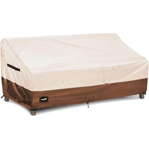 JinHrtoyi 3-Seater Outdoor Couch Cover, 79Wx38Dx35H inches Outdoor Furniture Covers Waterproof,100% Waterproof Heavy Duty Patio Furniture Covers,Beige&Brown Modern Style Outdoor Sofa Cover
