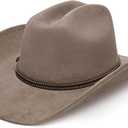 YOUBADU Faux Suede Felt Western Cowboy Hat for Women or Men, Wide Brim, Rivet Strap
