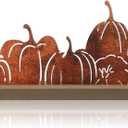 Fall Decorations for Home Fall Metal Pumpkin Sign Thanksgiving Pumpkin Table Centerpieces Thanksgiving Tiered Tray Decor with Wooden Base for Mantel Shelf Desk Home Office Kitchen Decor