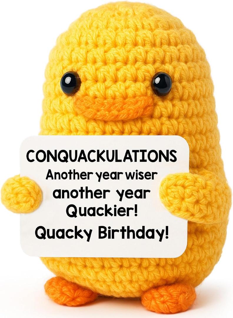 5 x Birthday Gifts for Women Men - Conquackulations Quacky Birthday, Inspirational Handmade Unique Duck Funny Happy Cheer Up Present Ideas for Her Him Coworker Girl Boy Sister Best Friend
