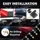 LED Tailgate Light Bar Triple Row 60'' Truck Tailgate Strip Light 5 Functions Red Brake/Amber Turn Signal/White Revers/Double Flash/Running Light IP67 Waterproof LED Tailgate Light Bar