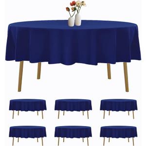 6 Pack Round Tablecloth 108 Inches Royal Blue Table Cloth Stain and Wrinkle Resistant Washable Polyester Fabric Table Cover for Party, Wedding and Banquet Decoration