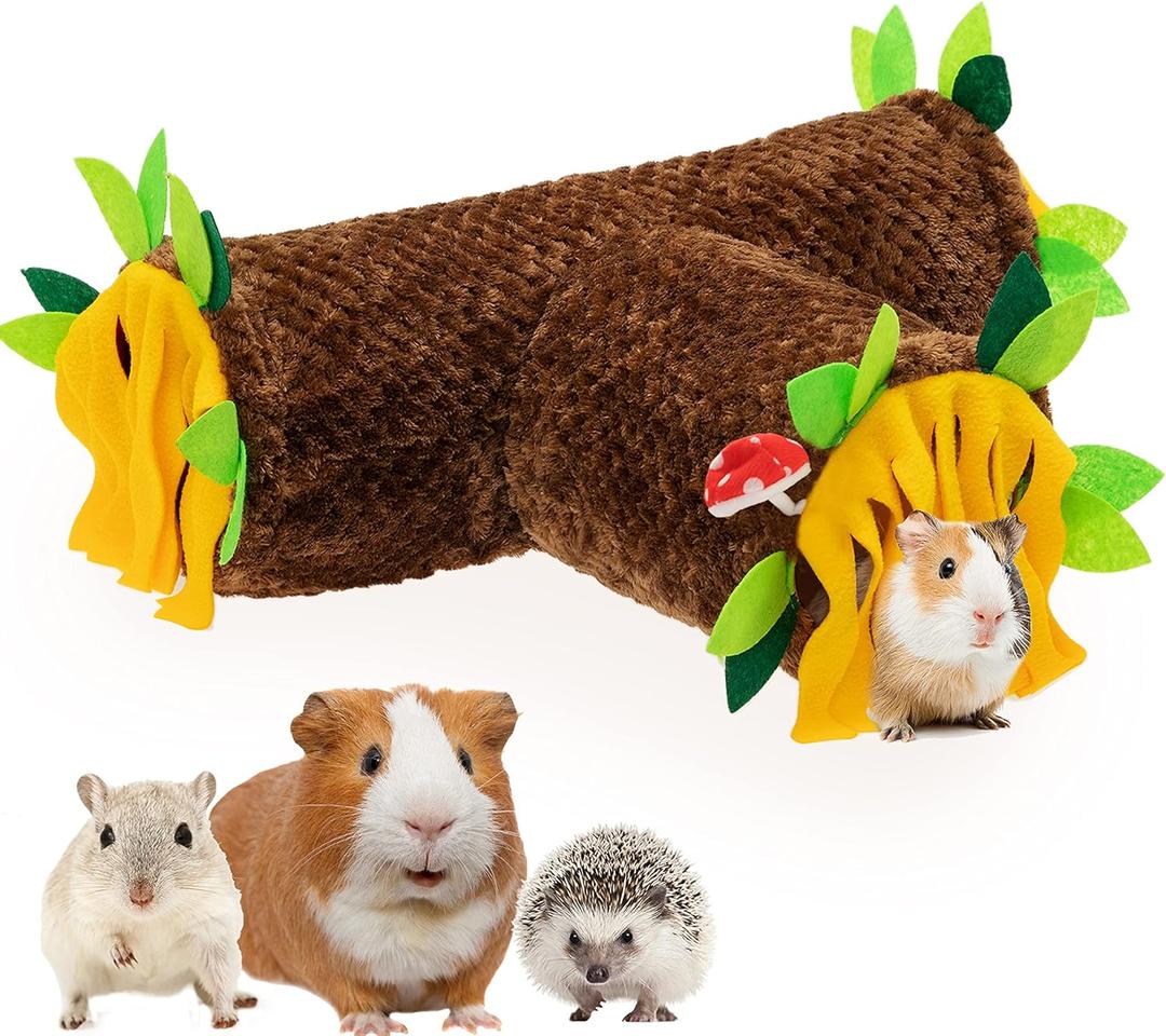 Guinea Pig Hideout - 3 Way Collapsible Small Animal Tunnel Tubes Toy for Rat Hamster Guinea Pig Hedgehog Chinchilla Lizard Baby Rabbit - Playing Sleeping Resting Guinea Pig Cage Accessories