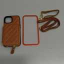 Bocasal Crossbody Wallet Case for iPhone 15, RFID Blocking PU Leather Zipper Handbag Purse Flip Cover, Kickstand Folio Case with Card Slots Holder Wrist Strap Lanyard 5G 6.1 Inch (Brown)