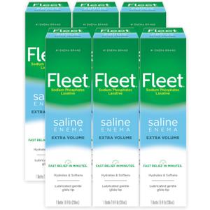 Fleet Laxative Saline Enemas for Constipation Relief for Adults, Extra Volume, 7.8 Fl Oz Each, Pack of 6 Bottles