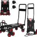 Upgraded 3 in 1 Convertible Folding Hand Truck with Brakes, Hand Truck Dolly Heavy Duty 660lbs Capacity, Stair Climbing Cart with Adjustable Shovel Board and Fixed Handle for Moving