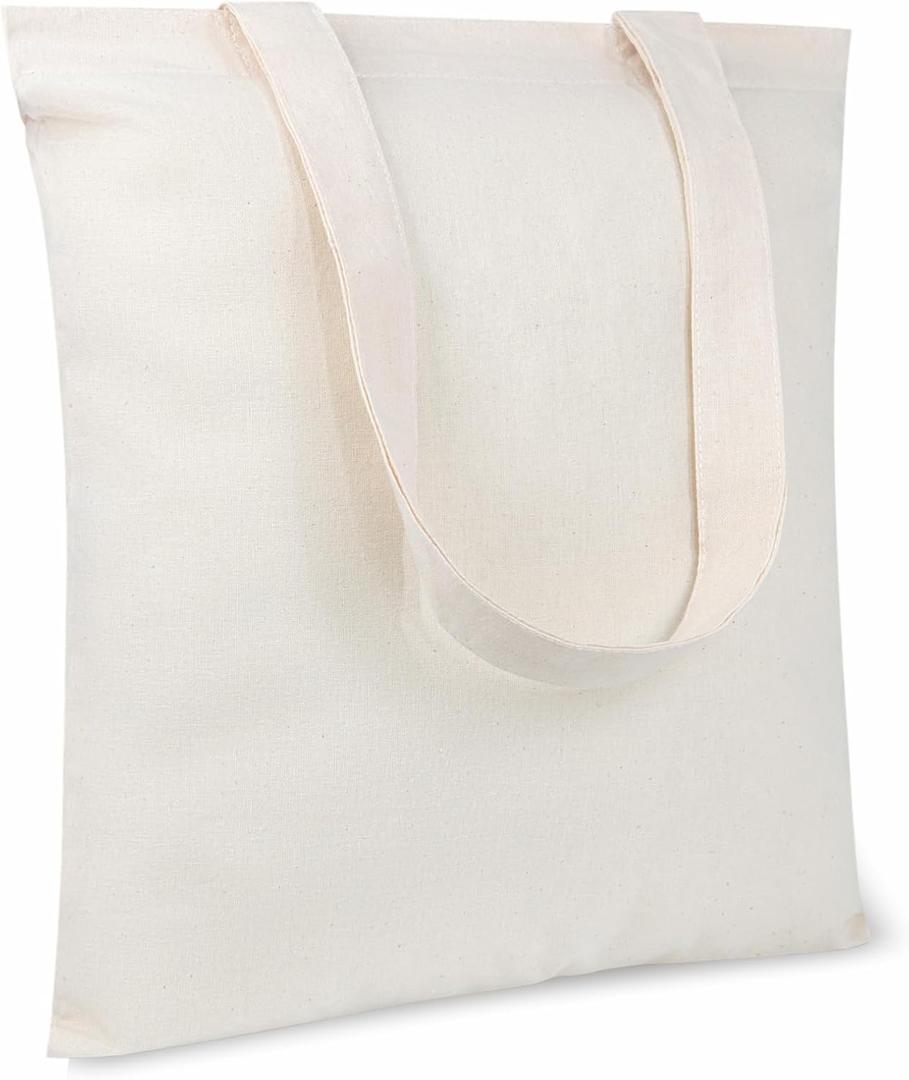 TOPDesign 10-Pack Economical 11.8"x13" Cotton Tote Bags, Lightweight Small Reusable Grocery Shopping Cloth Bags, Suitable for DIY, Advertising, Promotion, Gift, Activity (Beige)