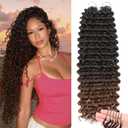 Human Crochet Hair for Black Women 2 Pack 20 Inch Feather Crochet Hair Pre-Separated Deep Wave Miracle Knots Hair Extension for Braids 75g Ombre Brown