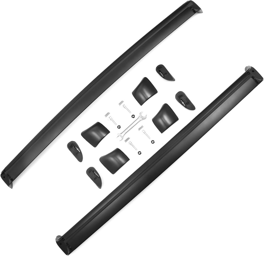 IKON MOTORSPORTS, Roof Rack Compatible with 2020-2025 Tesla Model Y All Models 4-Door, Black Top Roof Rack Cross Bar Cargo Carrier Aluminum Pair 2PCS, 2021 2022