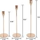 Foryoudecor Tall Candlestick Holders Set of 6, Rose Golden Taper Candle Holder, Vintage Candlesticks for Long Candle, Centerpieces Decor for Living Room,Dining Table Decor,Wedding, Fireplace Party