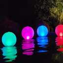 Rukars Floating Ball Pool Light Solar Powered 4 PCS, 14 Inch Inflatable Hangable IP68 Waterproof Rechargeable Color Changing Led Glow Globe Pool