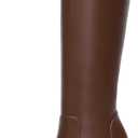 Athlefit Black Knee High Boots for Women Platform Tall Boots Fashion Square Toe Chunky Heeled Booties (9, Brown)