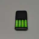 Amazon Basics 4-Bay Battery Charger for AA & AAA Rechargeable Batteries with Rechargeable AA NiMh Batteries, 4 count (Pack of 1), Type A (American) Plug, Black