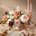 Ling's moment Fake Flowers Box, Faux Artificial Greenery Stems Foam Roses Silk Peony Eucalyptus Fabic Flower for Centerpieces Bouquet Wedding Vase Floral Decorations, Rust & Orange, Grand Combo
