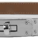 FENLDY Adjustable Thin Belts For Womens Skinny Belts For Dresses Womens Solid Color Alloy Turn Lock Belts For Jeans (White Silver Buckle)