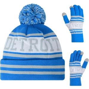 Vintage Classic Skull Cap Beanie Hat Cuffed Winter Hat Knit Comes with Warm Gloves Gifts for Men Women Fans (Medium-Large)