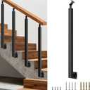 Side Mount Stair Railing Post, Black Metal Baluster Spindles with 270 Adjustable Bracket for Indoor Stairs, Deck, Porch & Balcony Railing, 35.4 Inch,1 Pack