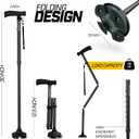 ZELECKS Walking Cane for Women & Men - Self Standing Adjustable Folding Cane with T Handle and 360 Pivot Base - Lightweight Foldable Walking Stick for Seniors - Collapsible Cane for Walking