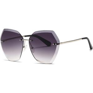 AEVOGUE Sunglasses For Women Oversized Rimless Diamond Cutting Lens Sun Glasses AE0534 (Silver&gray)