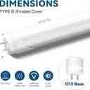 JESLED Dimmable T8 LED Type B Light Bulbs 4 Foot, 3120+Lumens, 5000K Daylight White, 24W (65W Equivalent), 4FT Fluorescent Tube Replacement, Ballast Bypass, Dual Ended Power, Frosted, 4-Pack