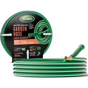 Scotts 50 ft. Heavy Duty Garden Hose 5/8 in. Diameter, 4-Ply, 400 PSI High-Pressure, Easy-to-Coil Water Hose with Crush-Resistant Couplings and Twist-Resistant Collar for Lawn and Garden