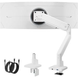 monTEK Single Monitor Arm with USB for Max 45 Inch Ultrawide Screens Adjustable Monitor Desk Mount Holds 35 Lbs Cable Management with C Clamp/Grommet Desk Mount, VESA 75/100mm, MA1007UCWH (White)