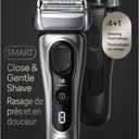 Braun Series 8 Electric Razor for Men, with 4+1 Shaving Elements & Precision Long Hair Trimmer, Close & Gentle Even on Dense Beards, Wet & Dry Electric Razor with 60min Runtime, 8517s Galvano Silver (5 Piece Set)