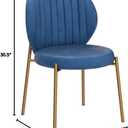 Amoa Contemporary Golden Metal Legs with Velvet Upholstered Dining Chairs Set of 2, Blue