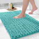 Yimobra Bathroom Rug Mat 24" x 17", Extra Soft Non Slip Absorbent Water Bath Rug, Quick Dry Machine Washable Chenille Shaggy Shower Mat, Bath Mat for Bathroom Floor, Home Decor Accessories, Lake Blue