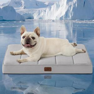Bedsure Orthopedic Cooling Dog Bed for Medium Dogs - 30x20 Inches Comfy Breathable Puppy Beds with Removable Washable Cover, Cold Flat Egg Crate Foam Pet Mat, Suitable for Pet Up to 30 lbs
