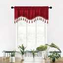 ELKCA Double-Sided Chenille Window Curtains Tier for Kitchen Burgundy Red Scalloped Valance for Living Room,Pack of 1(Burgundy Red, 52" W x 18" L)