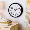 Rohioue 12 Inch Wall Clock Modern Battery Operated Silent Non Ticking Analog for Bedroom Office Living Room Home Kitchen Bathroom(Black)